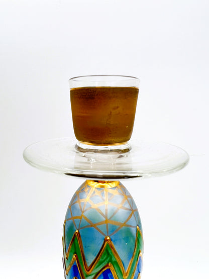 Nagel Hand-Painted Glass Candlestick - Vintage German Craftsmanship