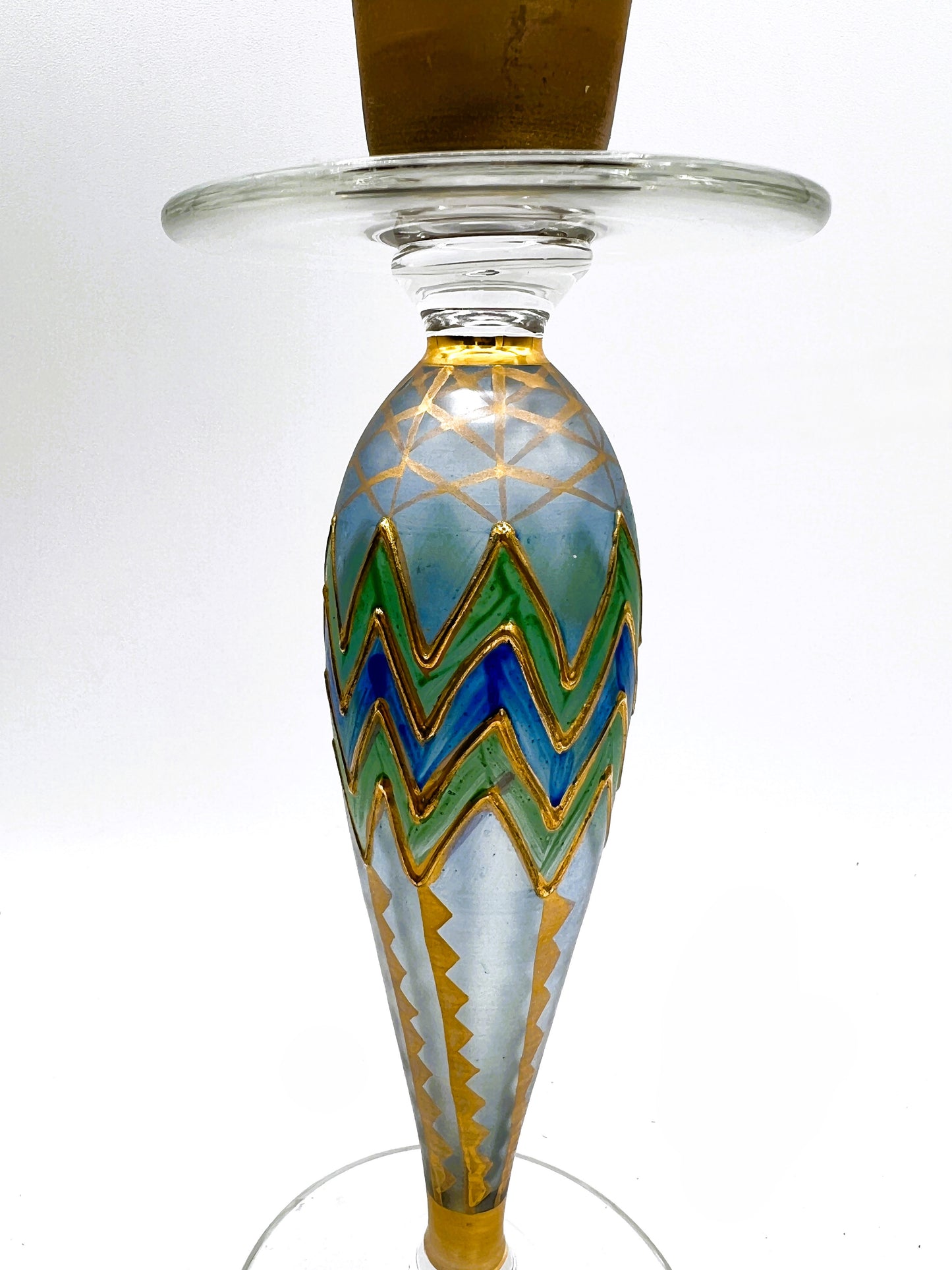 Nagel Hand-Painted Glass Candlestick - Vintage German Craftsmanship