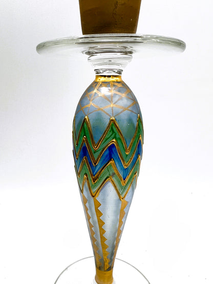 Nagel Hand-Painted Glass Candlestick - Vintage German Craftsmanship