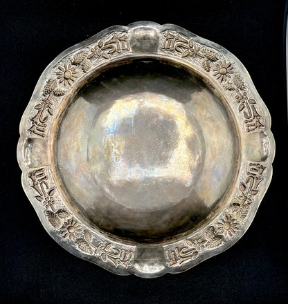 Vintage Maciel Sterling Silver Floral Serving Bowl - Mexican Handcrafted 0.925 Purity