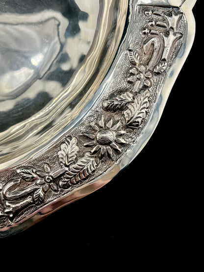 Vintage Maciel Sterling Silver Floral Serving Bowl - Mexican Handcrafted 0.925 Purity