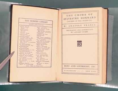 The Crime Of Sylvestre Bonnard, by Anatole France, 1917 Modern Library Edition - That’s My JAmm