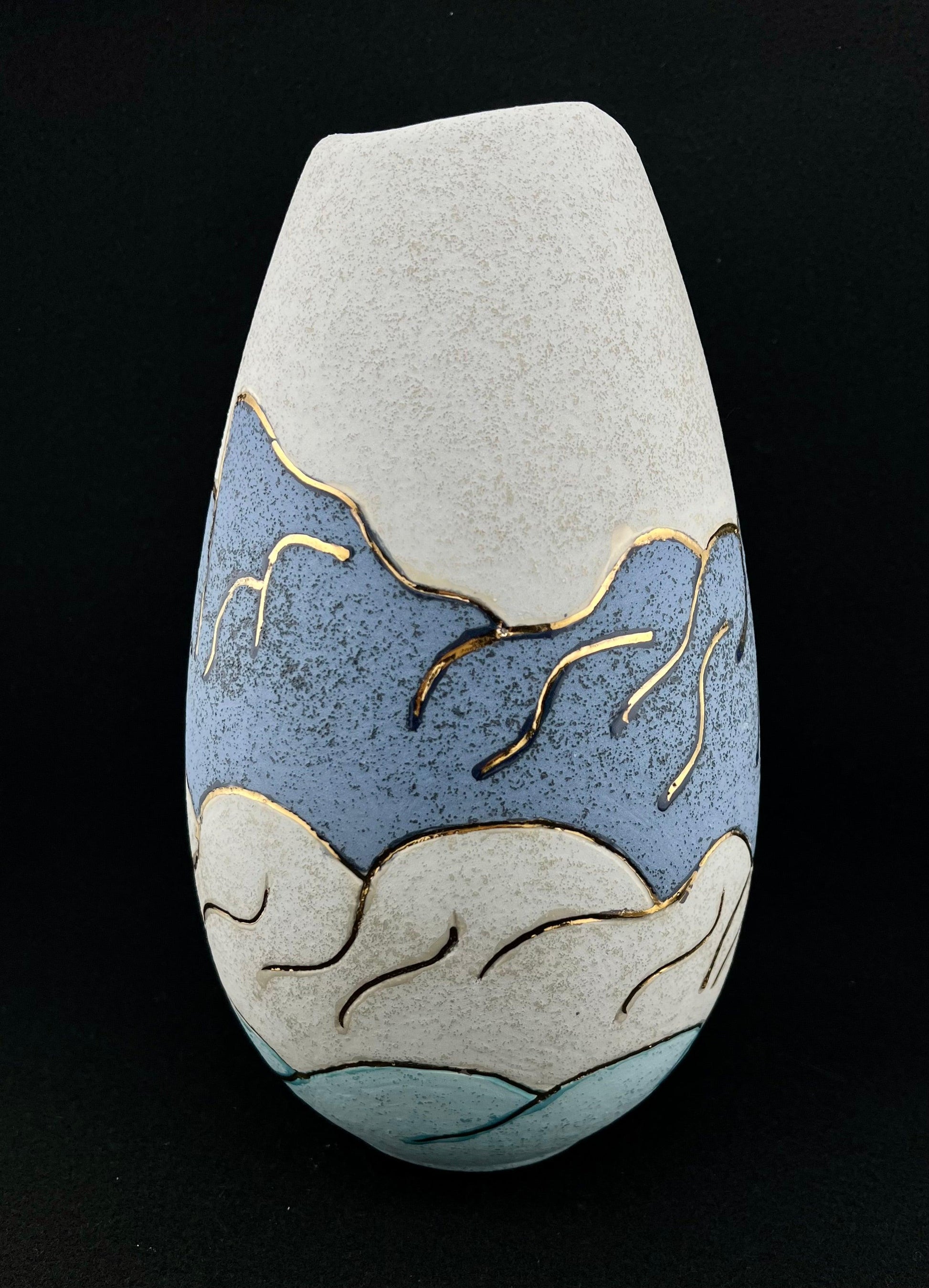 Hand Thrown Southwestern Style Art Pottery 10" Lantern w/ Cutouts & Gold Trim - That’s My JAmm