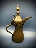 Authentic Antique 19th C. Hand-Hammered Solid Brass Arabian Dallah w/ Maker's Mark