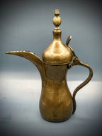 Authentic Antique 19th C. Hand-Hammered Solid Brass Arabian Dallah w/ Maker's Mark