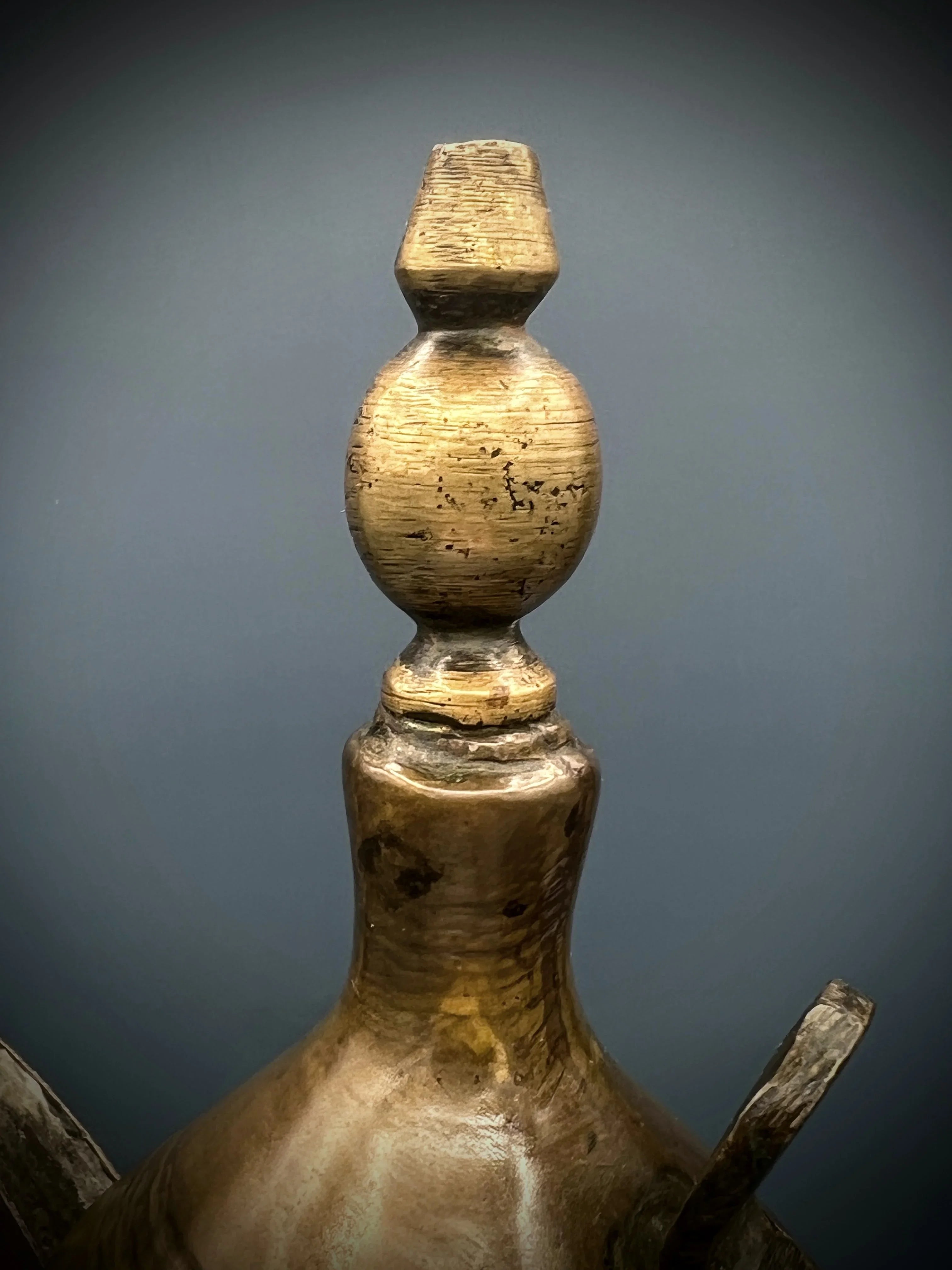 Authentic Antique 19th C. Hand-Hammered Solid Brass Arabian Dallah w/ Maker's Mark