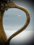 Authentic Antique 19th C. Hand-Hammered Solid Brass Arabian Dallah w/ Maker's Mark