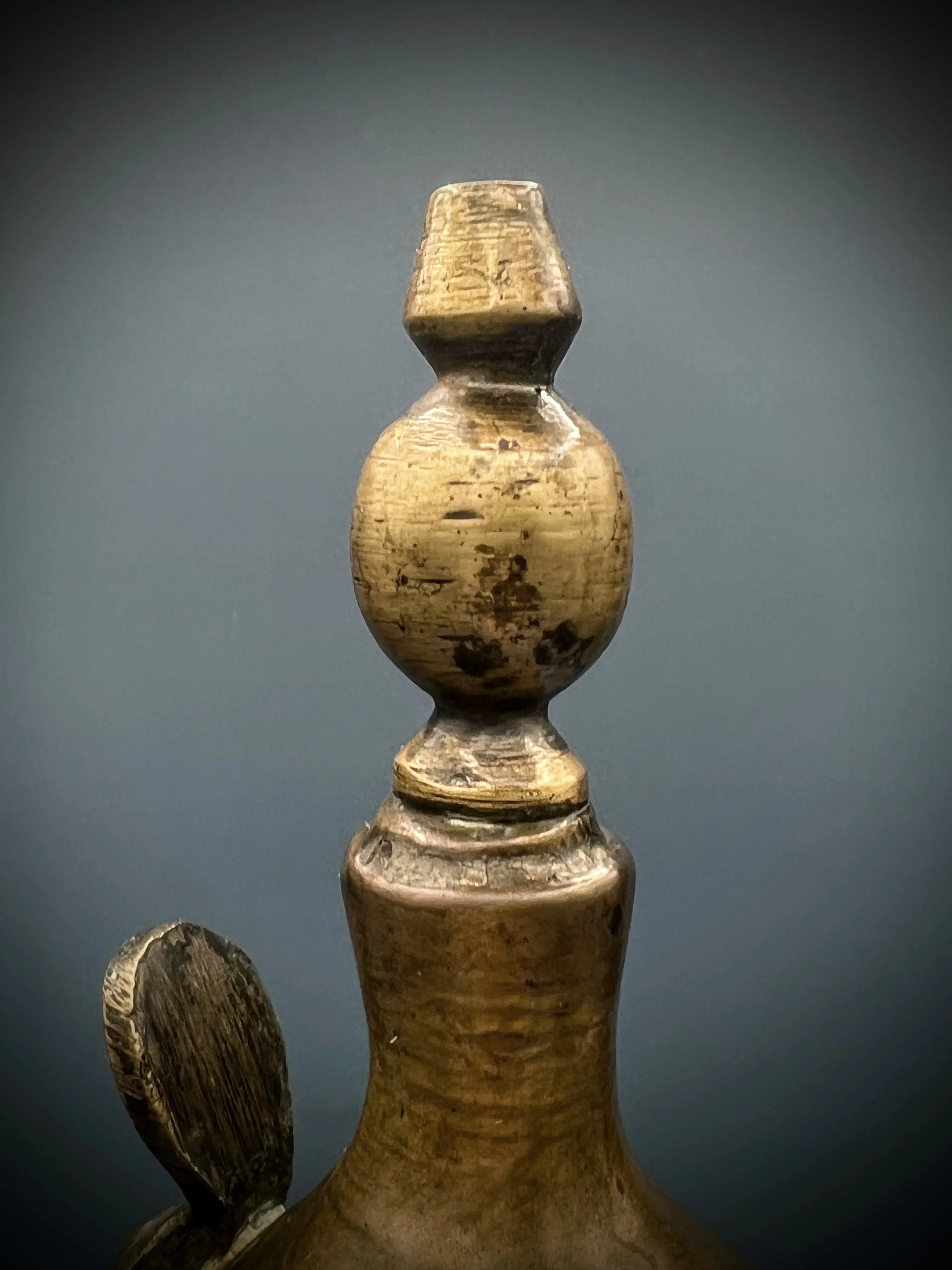 Authentic Antique 19th C. Hand-Hammered Solid Brass Arabian Dallah w/ Maker's Mark