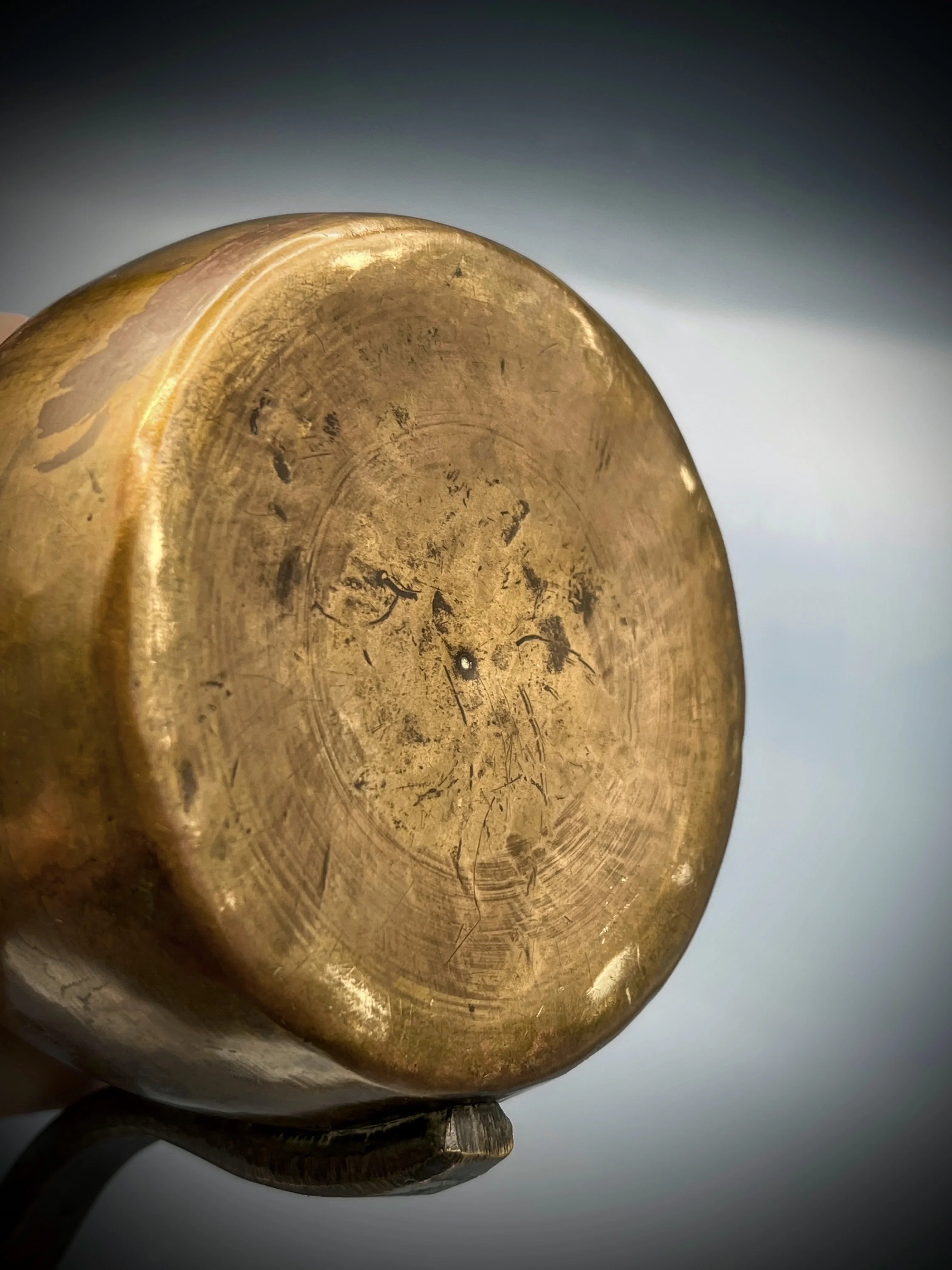 Authentic Antique 19th C. Hand-Hammered Solid Brass Arabian Dallah w/ Maker's Mark