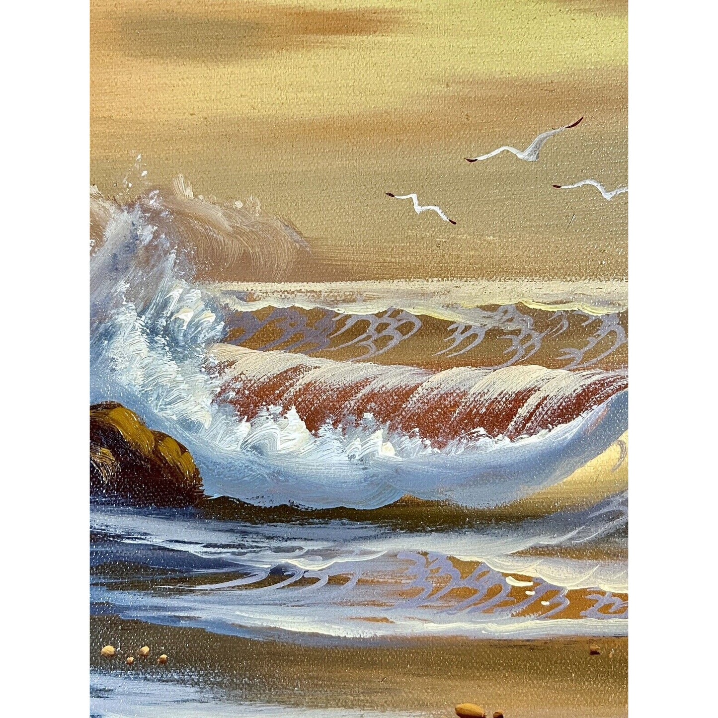 Sunset Ocean Original Hand Painted Oil on Canvas Painting by Ben Powers