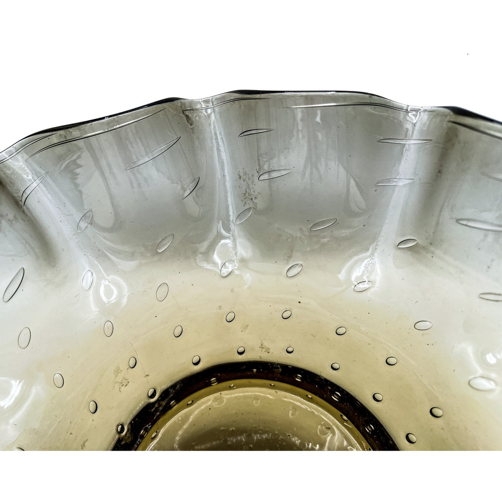 Smoky Grey Bullicante Glass Handkerchief Bowl