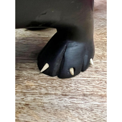 Mid-Century Hand-Carved 11.5” Black Panther Ebony Wood Statue