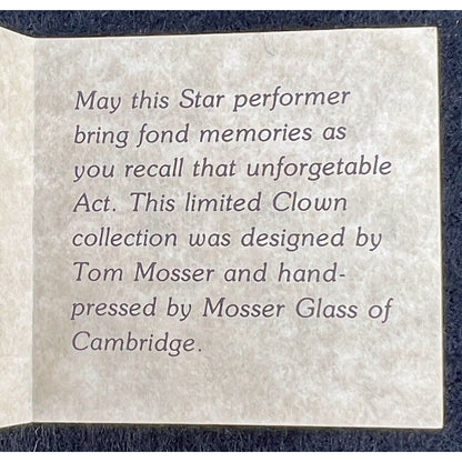 Mosser Glass Clown Alley The Performer Sambo Ohio 1982 w box- 4th in Series