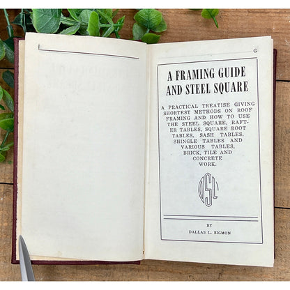 Vintage "A Framing Guide & Steel Square" by Sigmon with Sargent 12” x 8” Square