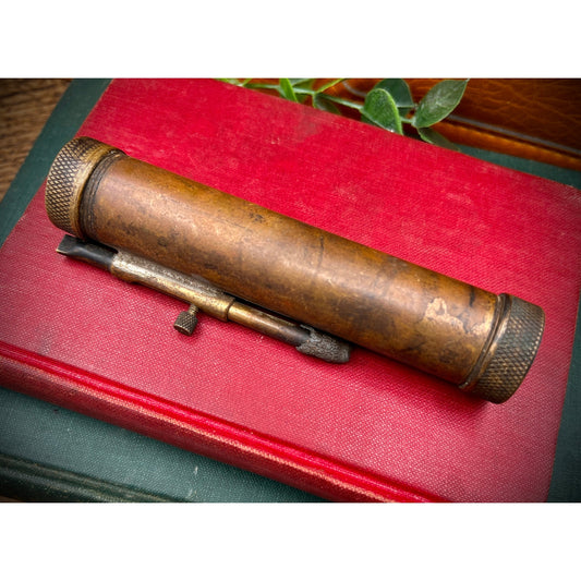 Vintage Solid Bronze Pocket Telescope Scope & Sight Level - Antique Brass Optic