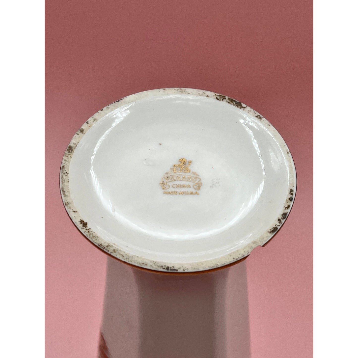 Vintage Pickard China Sweet Pea Floral Vase, 10-Inch, Made in USA, Gold Trim - Note Flaw