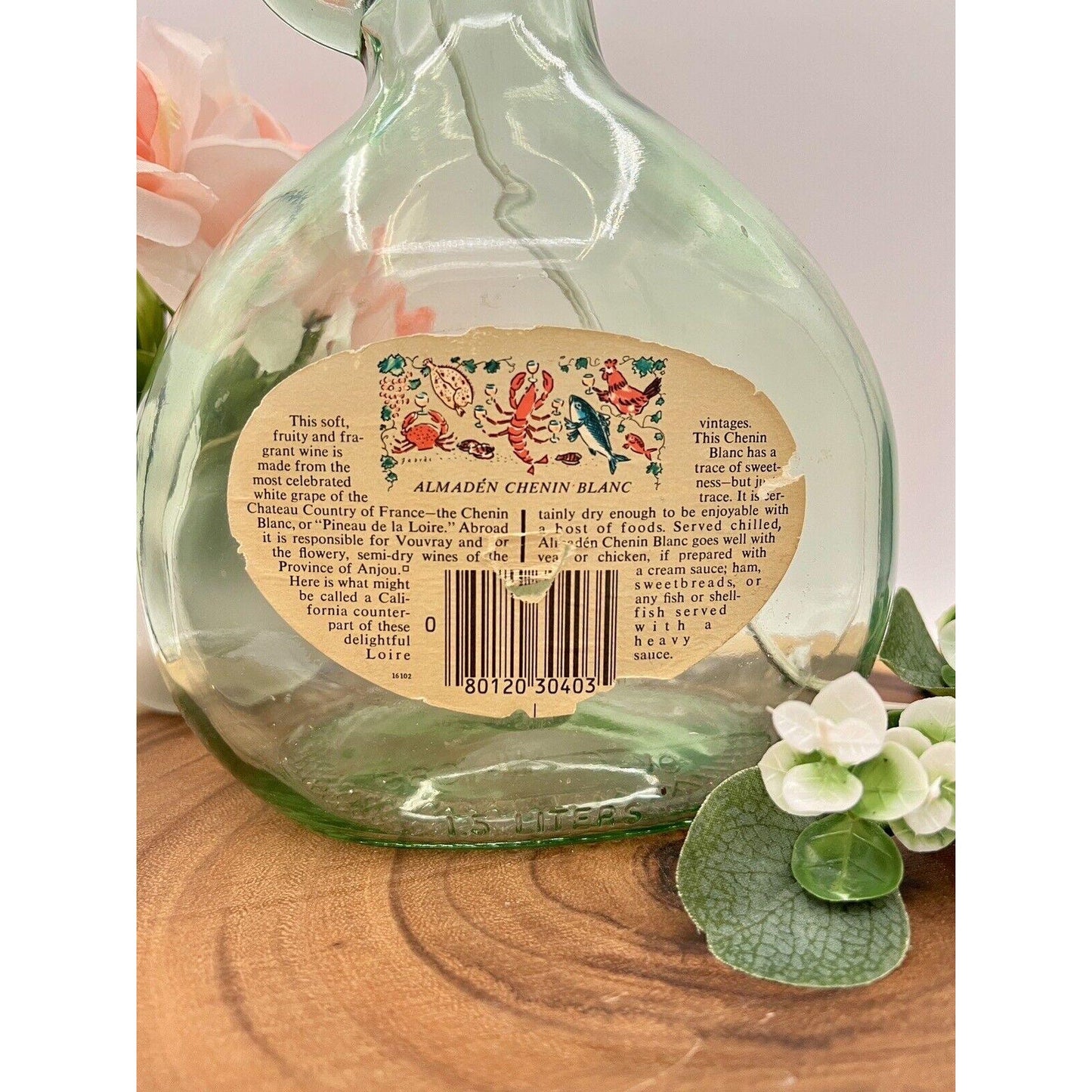 Vintage French Wine Green Glass Bottle Table Lamp