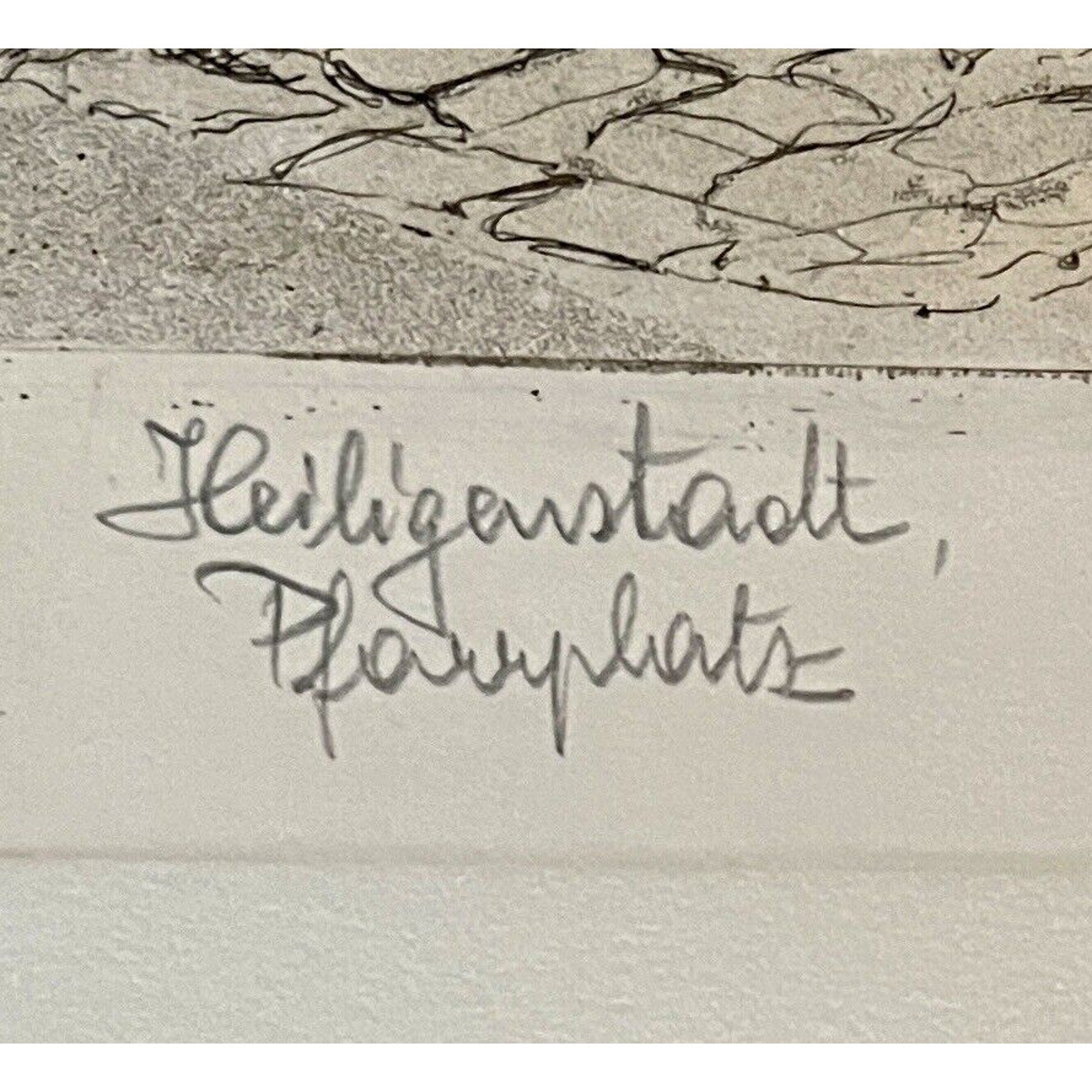 Czoernig Heiligenstadt, Pfarrplatz Etching with Beethoven’s Piano Sonata No.26