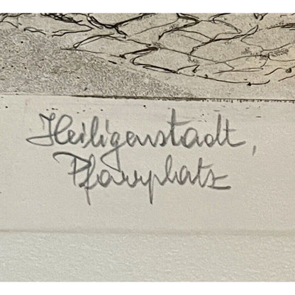 Czoernig Heiligenstadt, Pfarrplatz Etching with Beethoven’s Piano Sonata No.26