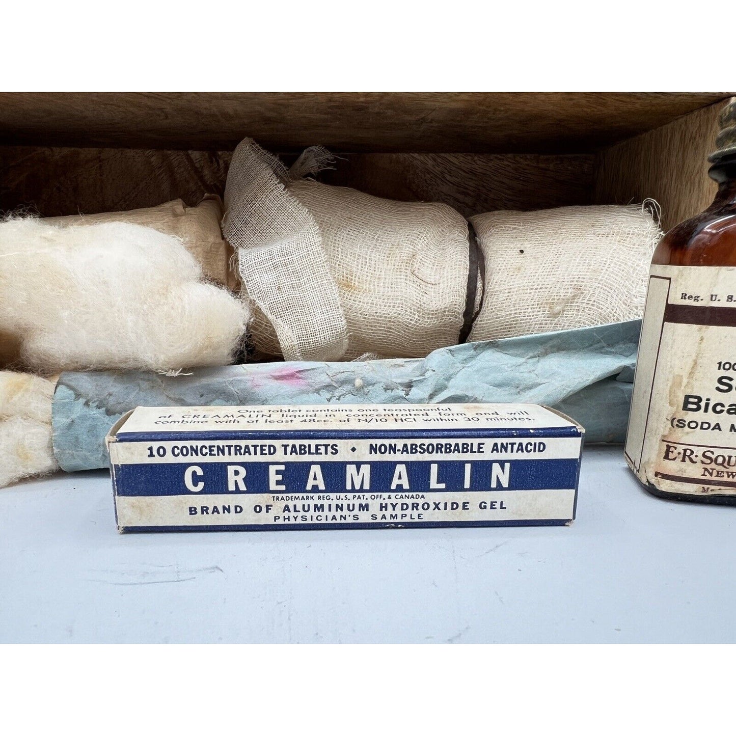 Various Antique First Aid Supplies, Johnson & Johnson, ER Squibb & Sons, etc