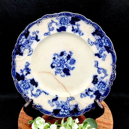 Senator Crown Semi-Porcelain Flow Blue Plate, Cliff England, 1878-1904