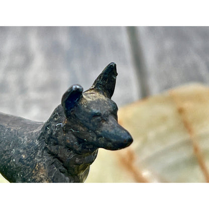 Unique Brass Dog Figurine on Onyx Ashtray