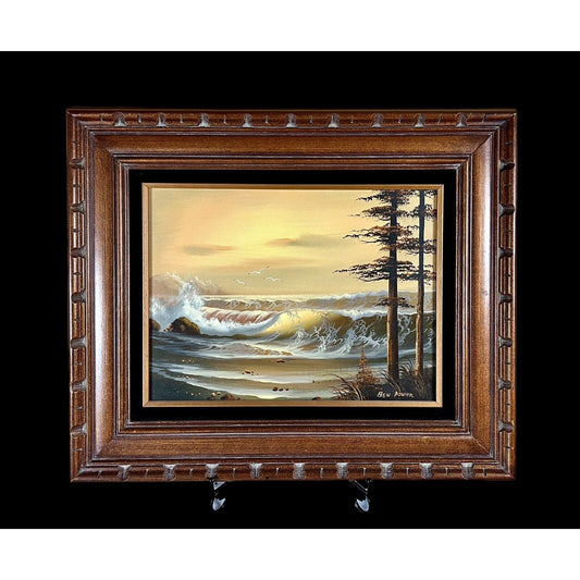 Sunset Ocean Original Hand Painted Oil on Canvas Painting by Ben Powers