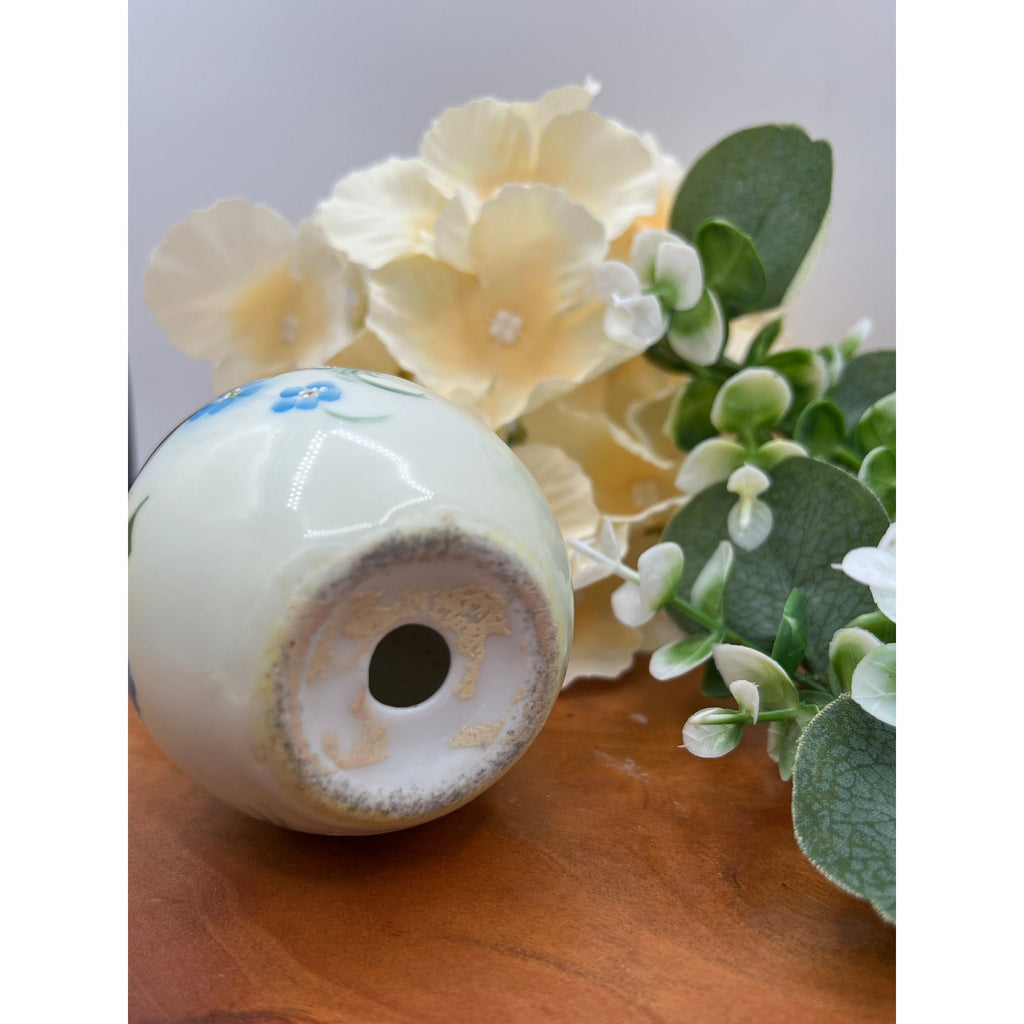 Antique Hand-Painted Porcelain Egg with Gold Gilding & Forget-Me-Nots, Signed c. 1900 Art Nouveau