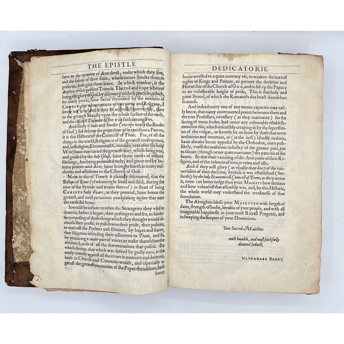 The Historie of the Councel of Trent, 1620 First English Edition w/ Inscriptions