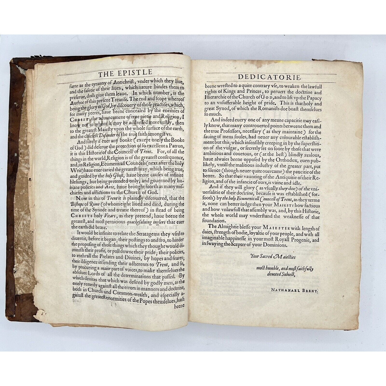 The Historie of the Councel of Trent, 1620 First English Edition w/ Inscriptions