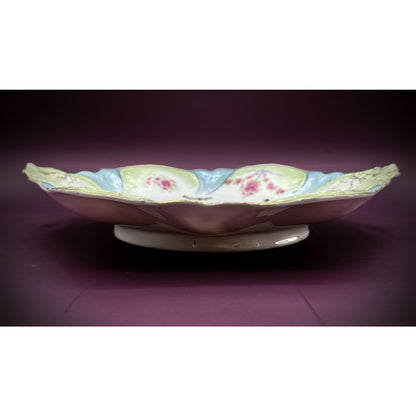 Carl Tielsch German Porcelain 12.5” Platter with Hand-Painted Floral Design and Scalloped Edge