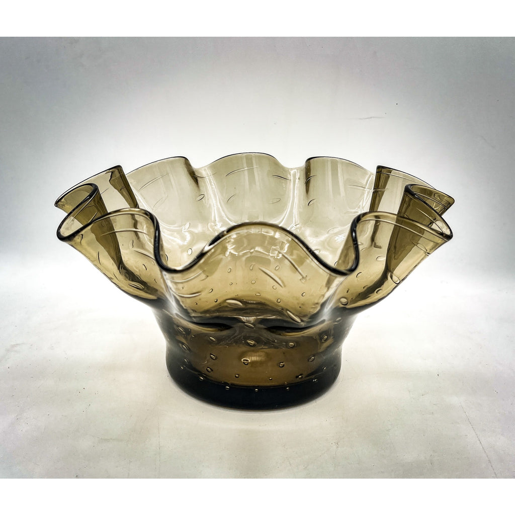Smoky Grey Bullicante Glass Handkerchief Bowl