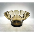 Smoky Grey Bullicante Glass Handkerchief Bowl
