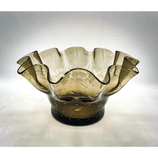 Smoky Blenko Grey Bullicante Glass Handkerchief Bowl - That’s My JAmm