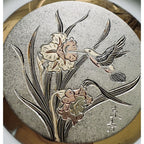 Pair of Art of Chokin 6" 24k Gold Plates Peacock, Duck, Hummingbird, Butterflies