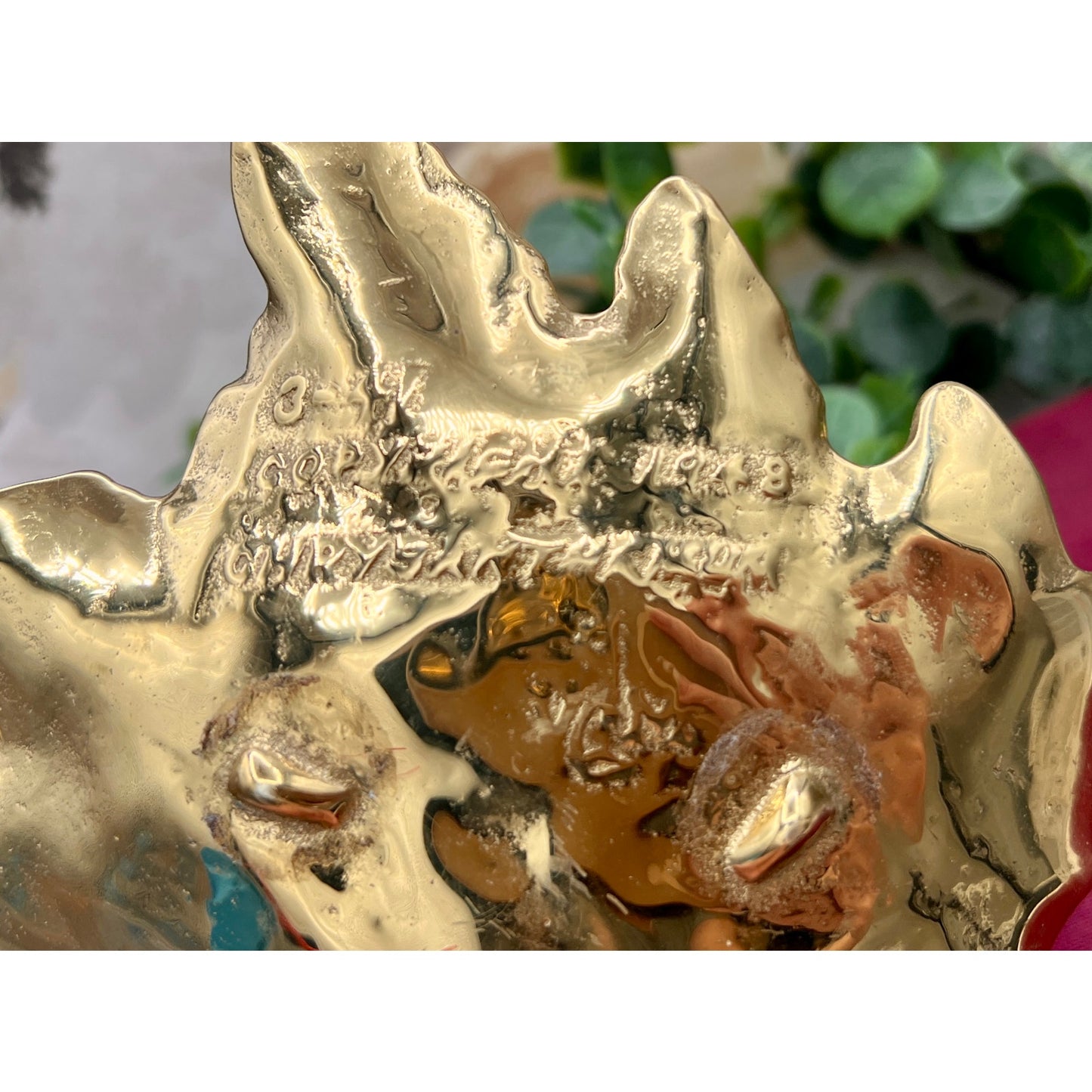 Virginia Metalcrafters 1948 Chrysanthemum Leaf Gold Leaf Trinket Dish Bowl