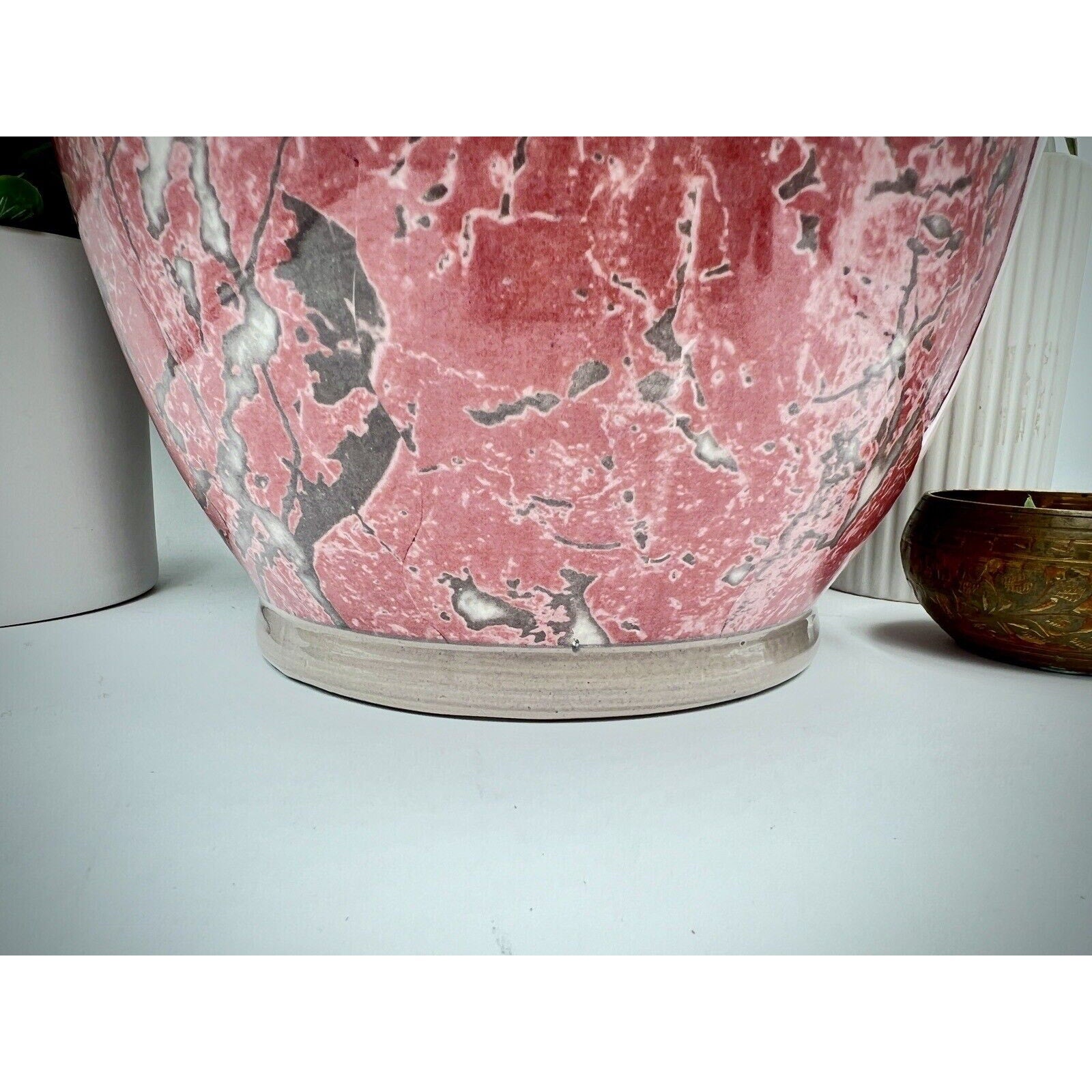 Italian Pink, Gray, and White Large Vase