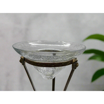 Vintage Brass Conical Vase with Lion Detail