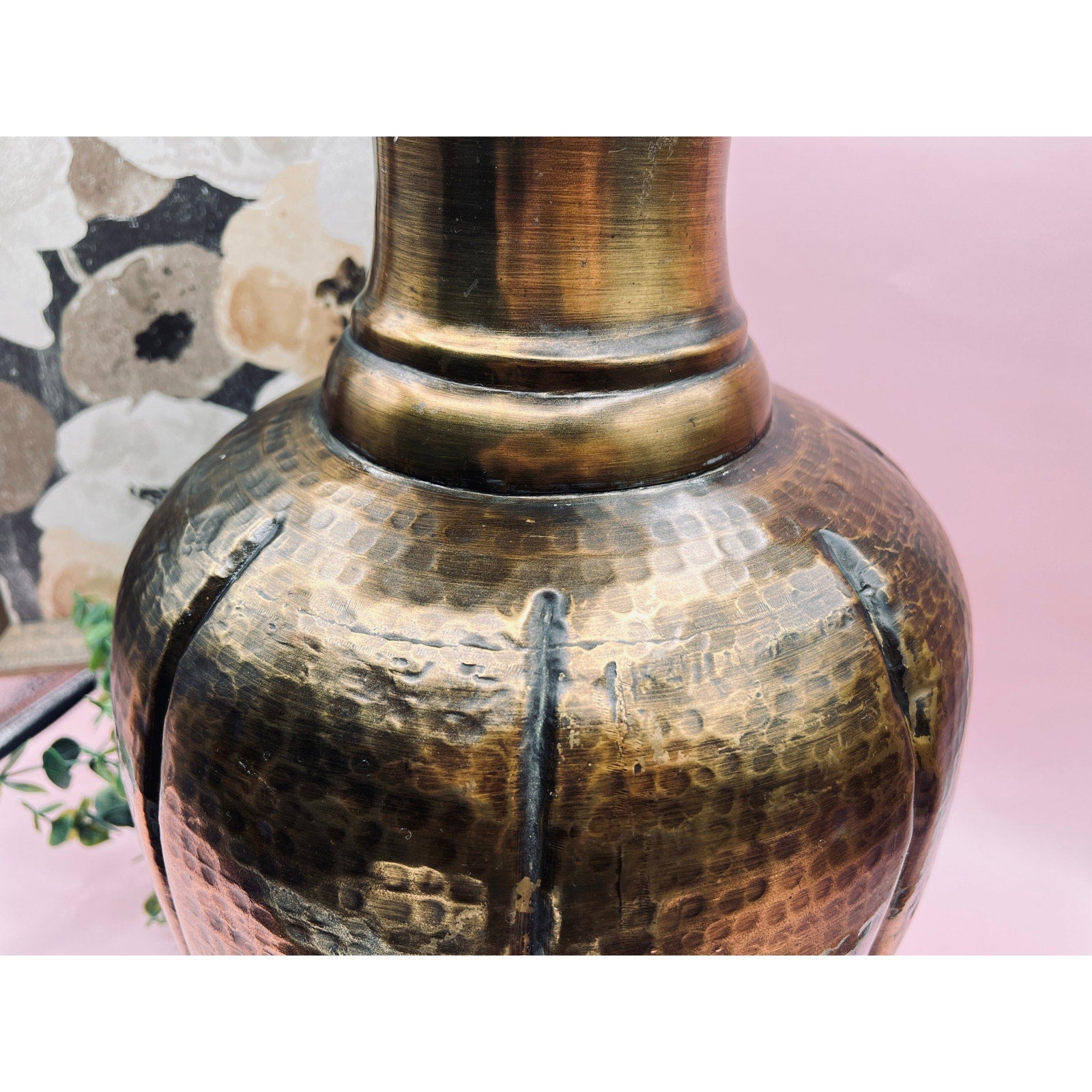 Stunning Vintage 16” Hammered Brass Vase – Perfect for Elegant Decor