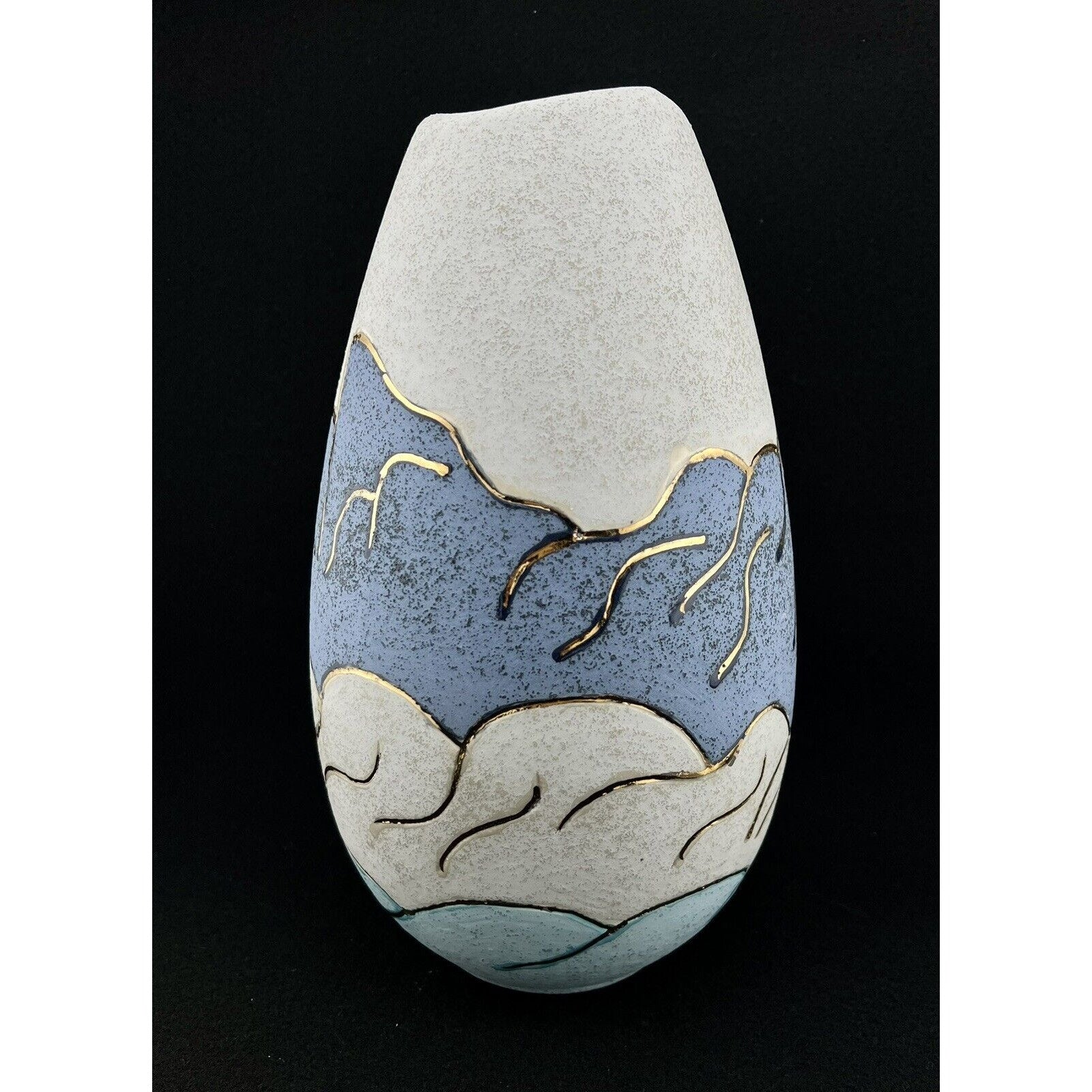 Hand Thrown Southwestern Style Art Pottery 10" Lantern w/ Cutouts & Gold Trim