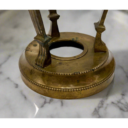 Vintage Brass Conical Vase with Lion Detail