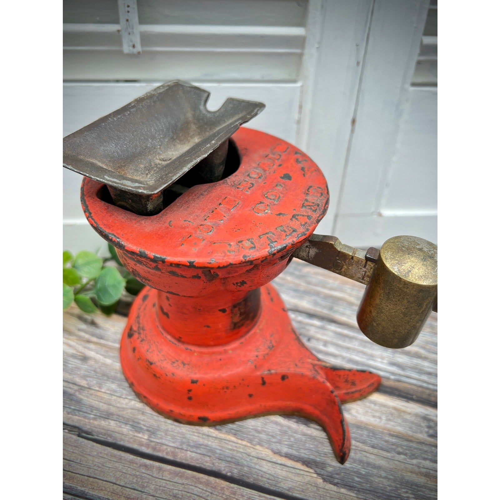 Antique Red Split Tail Cast Iron & Brass Howe Company Scale
