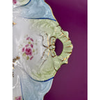 Carl Tielsch German Porcelain 12.5” Platter with Hand-Painted Floral Design and Scalloped Edge