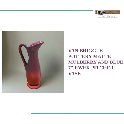 Van Briggle Pottery Matte Mulberry and Blue 7&quot; Ewer Pitcher Vase by@Outfy