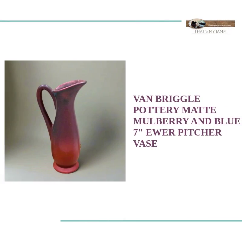 Van Briggle Pottery Matte Mulberry and Blue 7&quot; Ewer Pitcher Vase by@Outfy