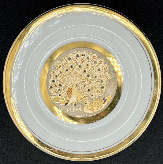 Pair of Art of Chokin 6" 24k Gold Plates Peacock, Duck, Hummingbird, Butterflies - That’s My JAmm